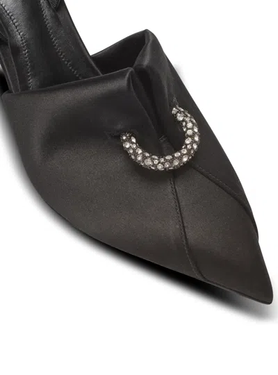 Balmain Satin Pierced Slingback Heeled Mules 75 In Multi