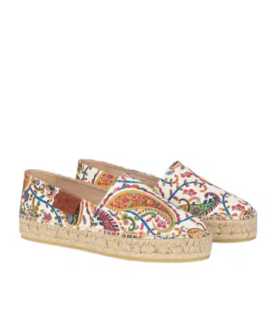 Etro Paisley Cotton Espadrilles Round Toe Sole In Brown