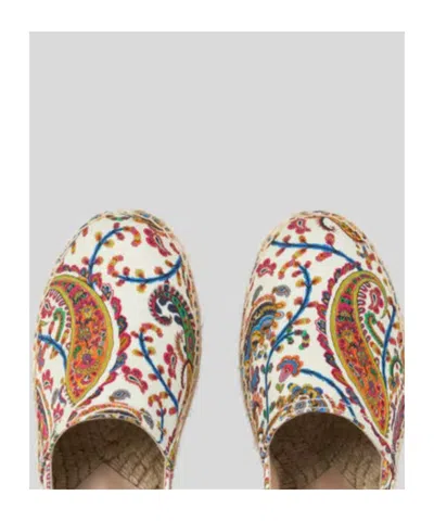 Etro Paisley Cotton Espadrilles Round Toe Sole In Brown