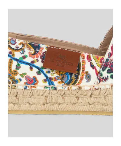 Etro Paisley Cotton Espadrilles Round Toe Sole In Brown