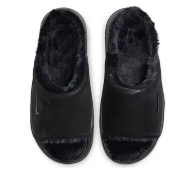 Nike Calm Elevation Faux Fur Lined Platform Slide In Black
