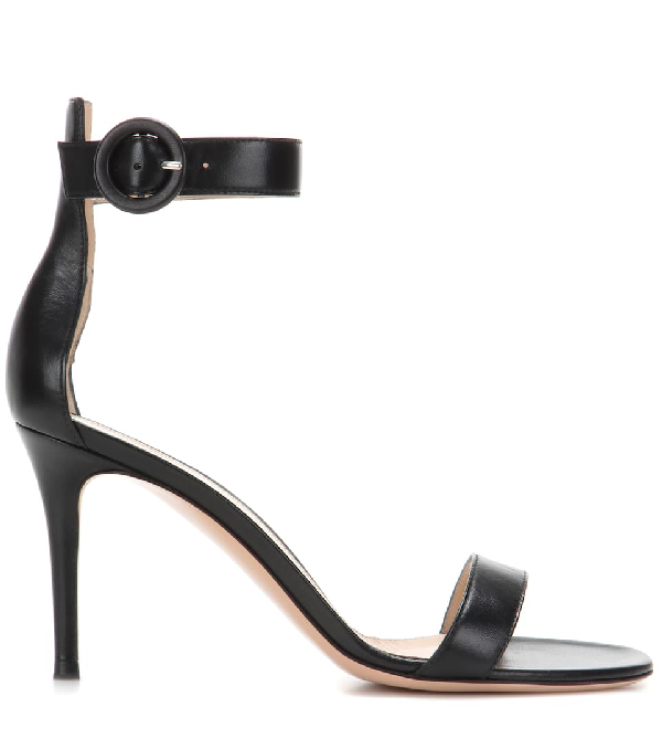 Gianvito Rossi Portofino Leather Ankle-strap 85mm Sandal In Black