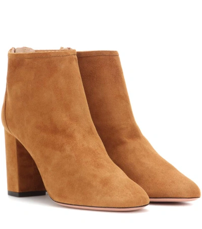 Shop Aquazzura Downtown 85 Suede Ankle Boots In Brown