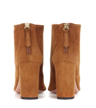 Shop Aquazzura Downtown 85 Suede Ankle Boots In Brown