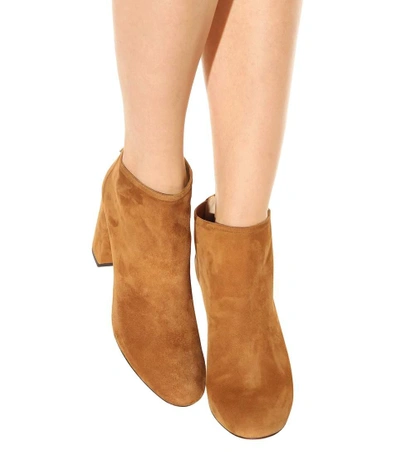 Shop Aquazzura Downtown 85 Suede Ankle Boots In Brown