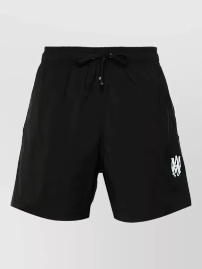 Amiri Core Logo Swim Trunk Back Pocket In Black