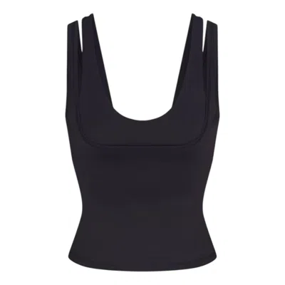 Nike (wmns)  X Skims Matte Double-strap Scoop Tank Top 'obsidian' In Black