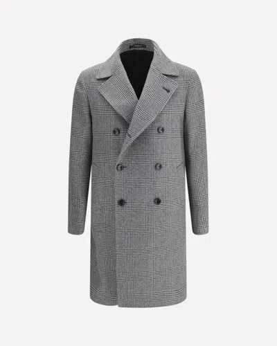 Tagliatore Prince Of Wales Print Coat In Gray