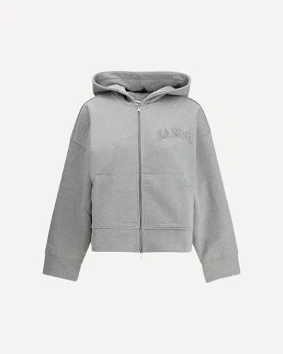 Ganni Two-way Zip Hoodie In Gray