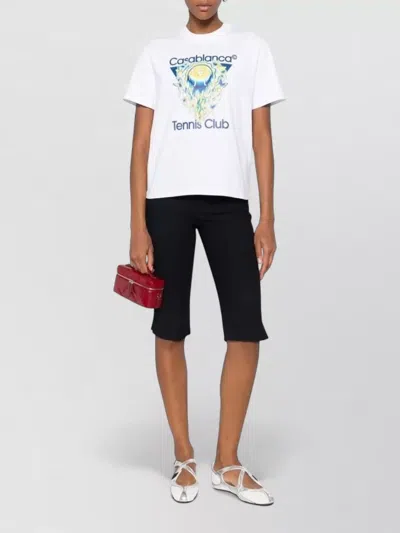 Casablanca Tennis Club Icon Graphic Crew Neck T-shirt In White
