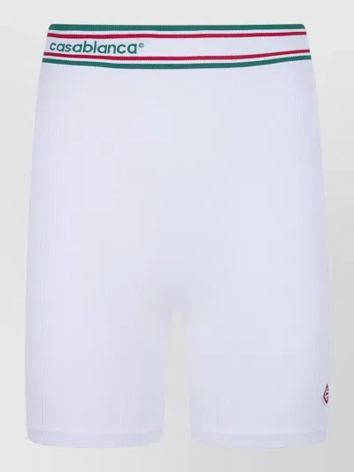 Casablanca Seamless Sporty Bikers Shorts Elastic Waistband In White
