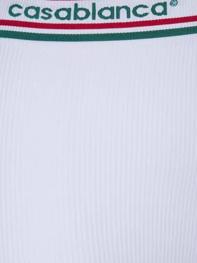 Casablanca Seamless Sporty Bikers Shorts Elastic Waistband In White