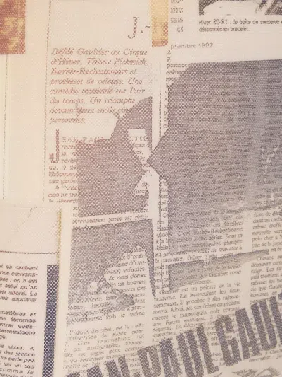 Jean Paul Gaultier Mesh Mini Skirt Newspaper Journal Print In Multi