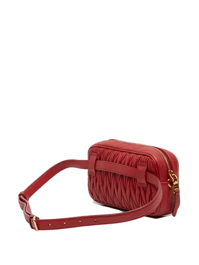 Pre-owned Miu Miu 2010-2025 Matelasse Leather Belt Bag In Red