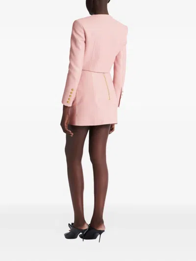 Balmain Short Lambskin Skirt With Buttons In Animal Print