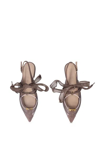 Pinko Point-toe Ribbon-detail Ballet Flats In Multi