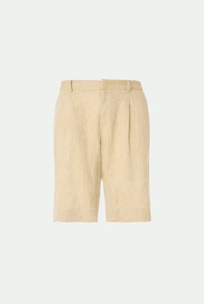 Malo Linen Bermuda Shorts In Neutral