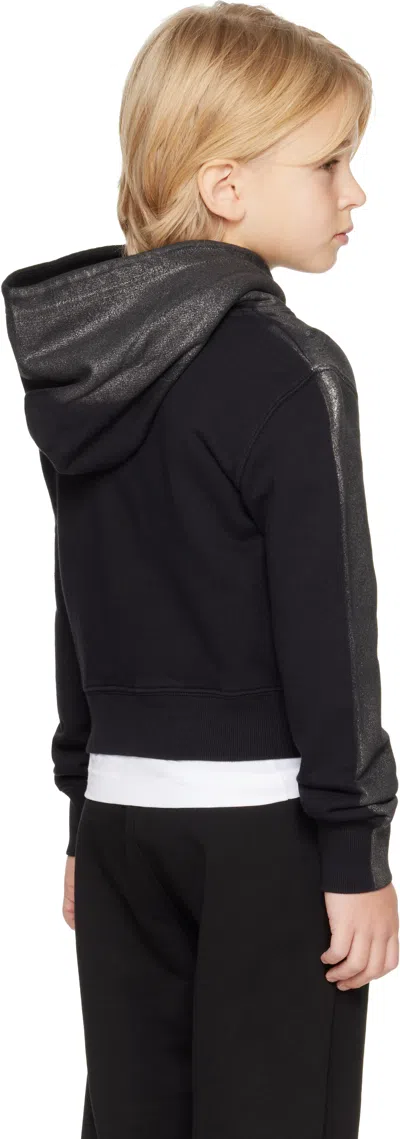 Diesel Kids Black Slimphood Hoodie In Black