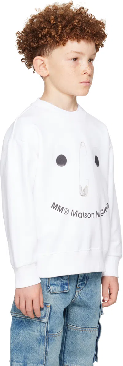 Mm6 Maison Margiela White Sweatshirt For Kids With Safety Pin