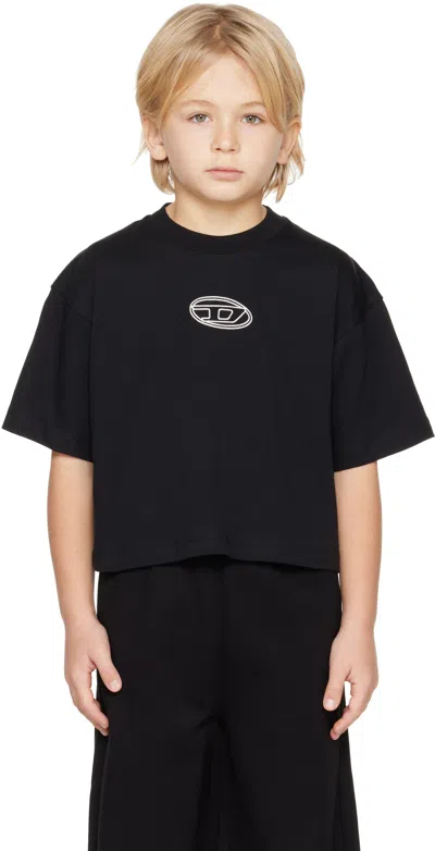 Diesel Kids Black Tixan T-shirt In Black