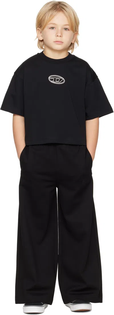 Diesel Kids Black Tixan T-shirt In Black