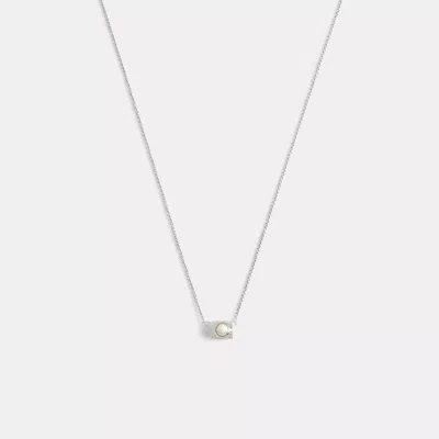 Coach Outlet Signature Pearl Pendant Necklace In Metallic