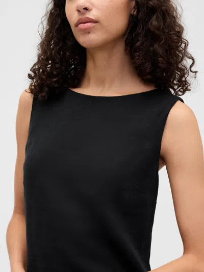 Gap Factory Linen-blend Apron Mini Dress In Black