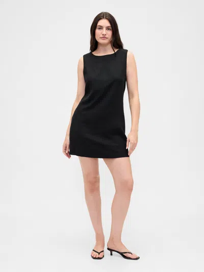 Gap Factory Linen-blend Apron Mini Dress In Black