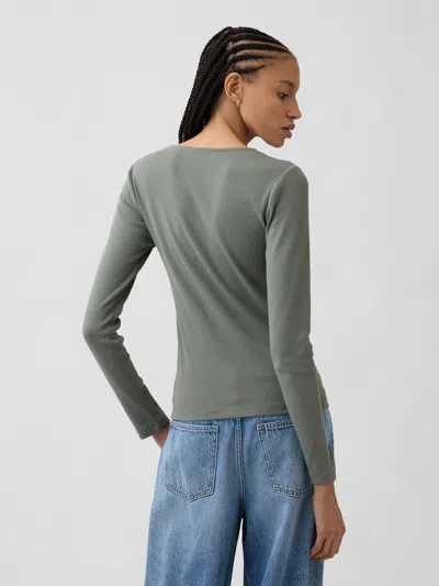 Gap Factory Ribbed Lace-trim Top In Green
