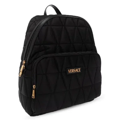 Versace Logo-lettering Backpack In Black