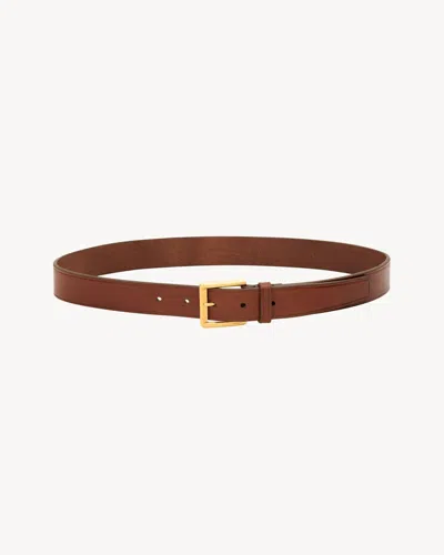 Saint Laurent Rectangular Buckle Belt In Leather In Brown