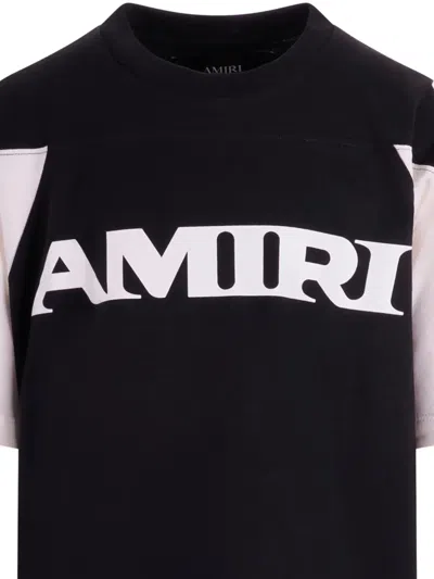 Amiri Logo-print Colour-block T-shirt In Black