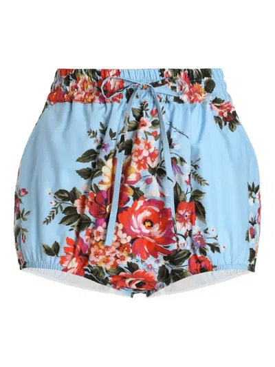 Dolce & Gabbana Floral-pattern Drawstring Shorts In Blue