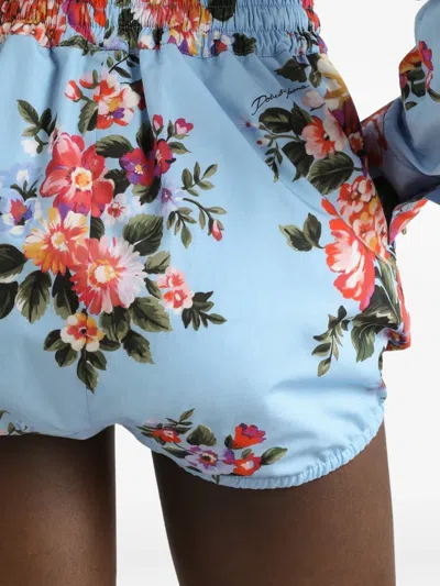 Dolce & Gabbana Floral-pattern Drawstring Shorts In Blue