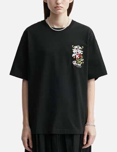 Kenzo Wild Tiger Motif Embroidered On The Chest Oversized T-shirt In Black