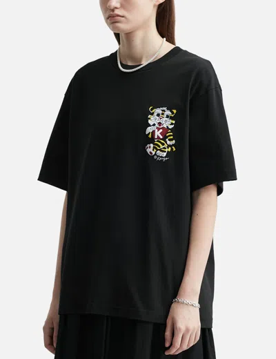 Kenzo Wild Tiger Motif Embroidered On The Chest Oversized T-shirt In Black
