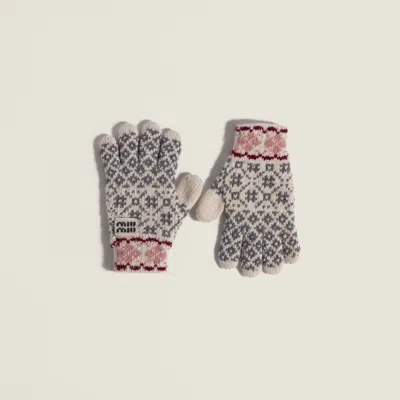 Miu Miu Wool And Cashmere Gloves In Multi