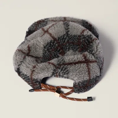 Miu Miu Fleece Baseball Cap In Gray
