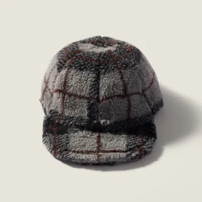 Miu Miu Fleece Baseball Cap In Gray