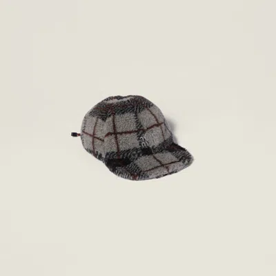 Miu Miu Fleece Baseball Cap In Gray