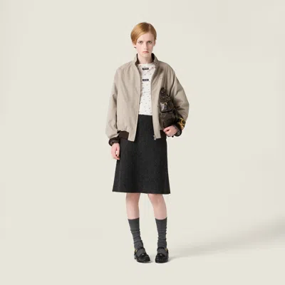 Miu Miu Reversible Houndstooth Check And Panama Cotton Blouson Jacket In Neutral