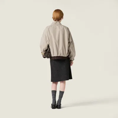 Miu Miu Reversible Houndstooth Check And Panama Cotton Blouson Jacket In Neutral