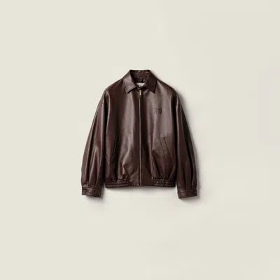 Miu Miu Nappa Leather Blouson Jacket In Brown