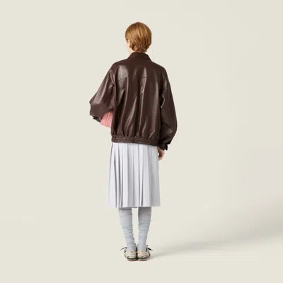 Miu Miu Nappa Leather Blouson Jacket In Brown