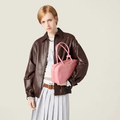 Miu Miu Nappa Leather Blouson Jacket In Brown