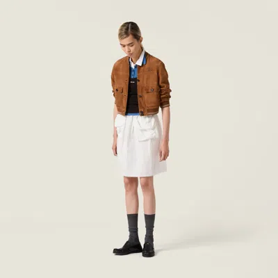 Miu Miu Suede Blouson Jacket In Brown