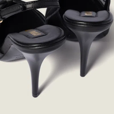 Miu Miu Leather Slingback Pumps With Bow In Black