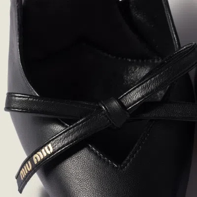 Miu Miu Leather Slingback Pumps With Bow In Black