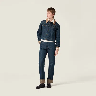 Miu Miu Denim Blouson Jacket In Blue