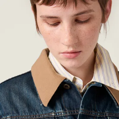 Miu Miu Denim Blouson Jacket In Blue